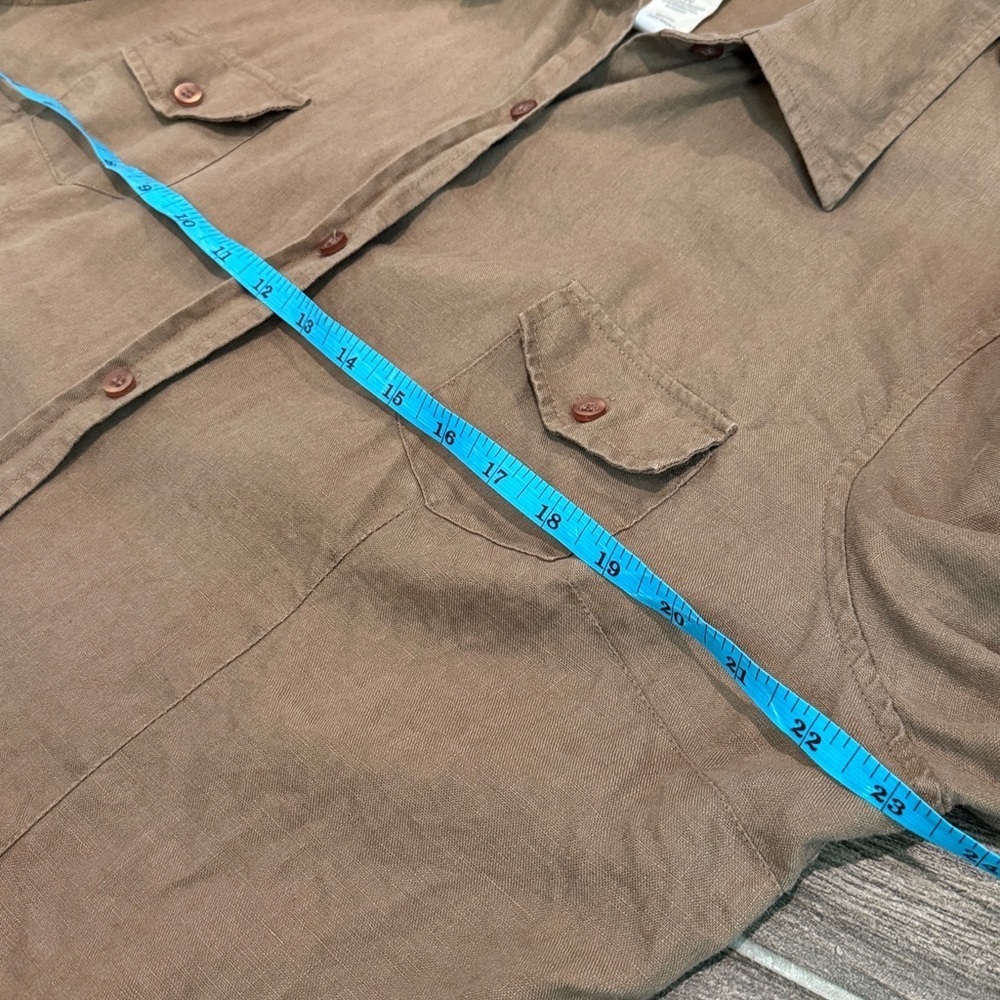 Chaus Brown Linen Button-down Shirt - Picture 9 of 11